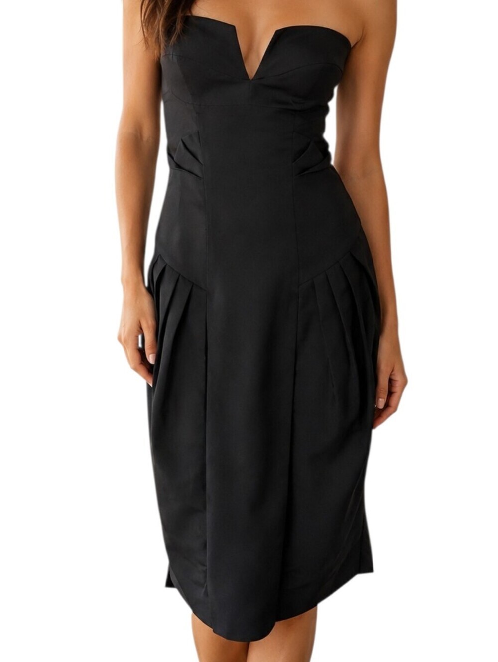 Grey Ant Silk Ruched Dress Women 6 Black